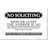 No Soliciting Sign for House Funny, Acrylic No Soliciting Sign for Front Door, Funny No Solicitors Signs, Do Not Ring Doorbell Signs with Adhesive Stickers, 6x4 Inches, Made in USA, White