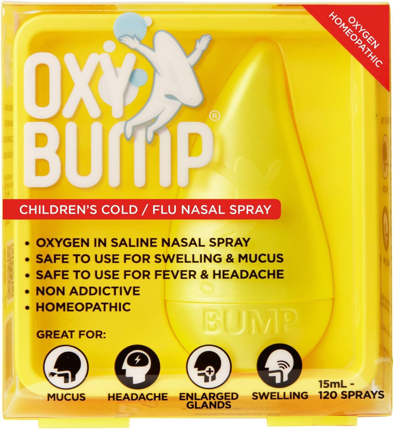 OXY BUMP: Children's Cold/Flu Nasal Spray 120 sprays (6 Pack)