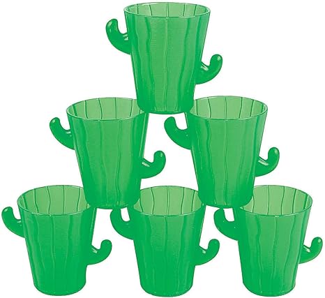 Amazon Com Fun Express Plastic Cactus Shot Glasses For Cinco De Mayo Party Supplies Drinkware Shot Glasses Cinco De Mayo 12 Pieces Shot Glasses