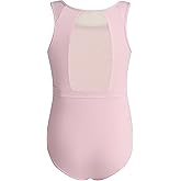 Phineein Girls Gymnastics Leotards Mesh Back - Kids Sleeveless Ballet Dance Leotard with Stylish Power Mesh Cutout Back