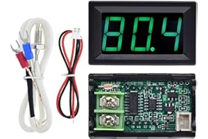YOQANR 12V Green Celsius Digital Temperature Gauge -58F~536F LED Display Screen with Terminal Wire and 0.5 Meter K-Type Thermocouple (Thread: M6)
