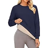 Cavva Women's Sherpa Lined Sweatshirts Long Sleeve Crewneck Casual Fleece Pullover Thermal Thick Tops Winter Warm