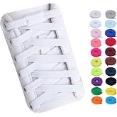 Booyckiy Elastic No Tie Shoe Laces for Kids, Adults, Flat Stretch Shoelaces | 6mm stretch flat elastic, tieless shoe strings, 20 colors for sneakers, running, casual, boots