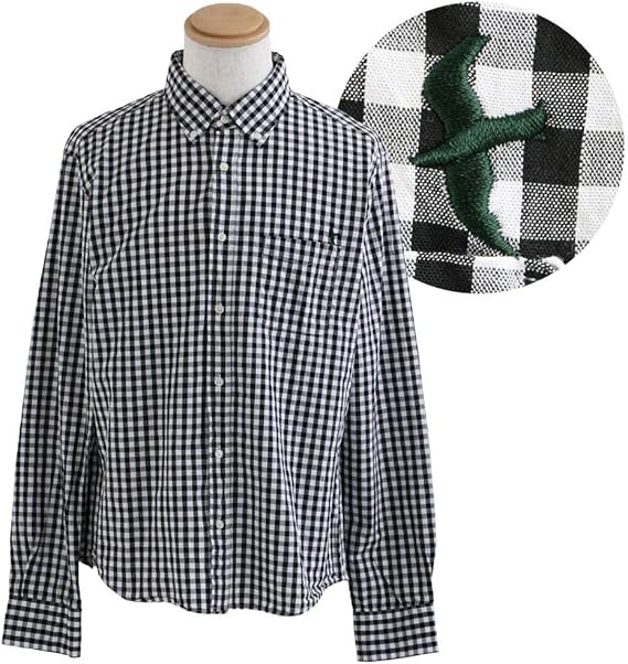 Amazon シャツ 長袖 ボタンダウン 国内生産 トップス 日本製 アイロン要らず ギンガム チェック 薄手 軽量 コットン 綿100 メンズl レディースl Xl 4 ブラック シャツ 通販