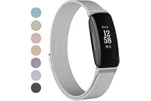 Vanjua for Fitbit Inspire 2 Bands Women Men, Stainless Steel Metal Mesh Loop Adjustable Magnetic Wristband Replacement Strap for Fitbit Inspire 2 / Inspire HR/Inspire Fitness Tracker (Small, Silver)