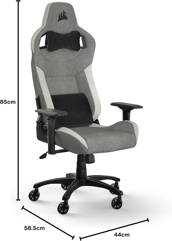 T3 Rush Fabric Silla para Juegos (2023) – Gris y Blanco