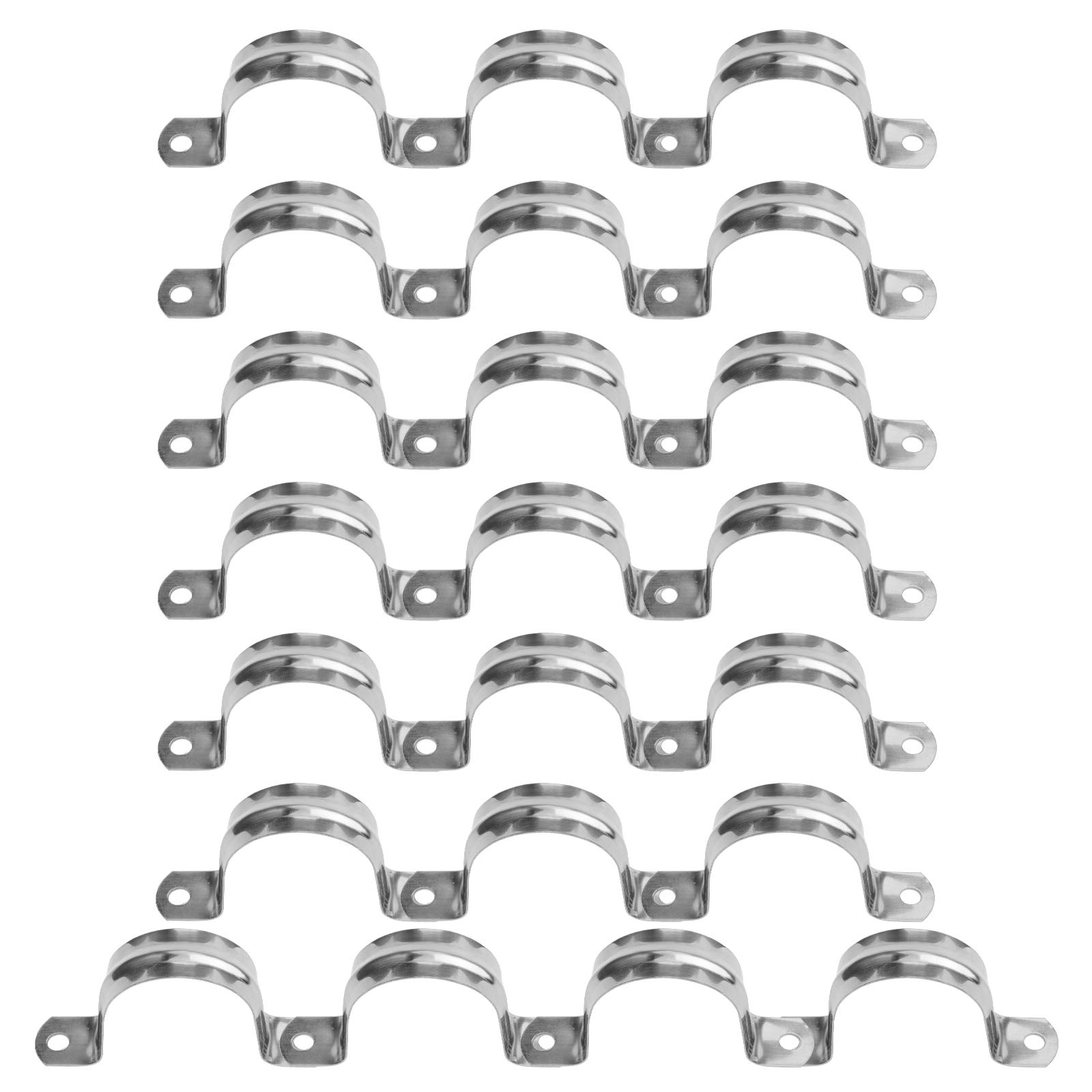 xinsheng 22Pcs Pipe Strap Clamp Holder M20mm Stainless Steel Brackets Saddle Clip U Shaped Clips Straps Two Hole Tube Strap Tension Clips Hose Clamp for Anchor Water Pipe Wooden Panels