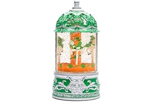 PESTILITE Carousel Snow Globe, Lighted St. Patrick's Day Snow Globes Lantern, Carousel Box for Girls, Vintage Carousel Christmas Decoration Indoor Home Décor & Gift, 6H Timer, USB/Battery Operated