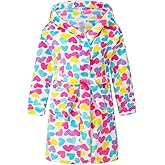 Girls Fleece Hooded Robe Warm Sleepwear for Toddler Kids Soft Fuzzy Bathrobe Gifts