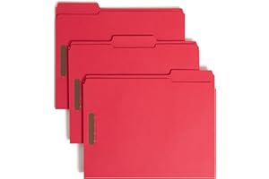 Smead Fastener File Folders, Letter Size, 1/3 Cut Reinforced Tab, Two Fasteners in Positions #1 and #3, Red 50 Per Box (12740