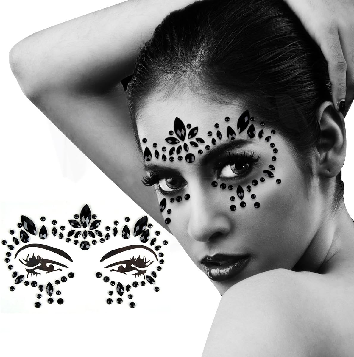 Zoylink Face Jewelry Crystal Sticker Fashionable Removable Rhinestone Sticker Eye Gem