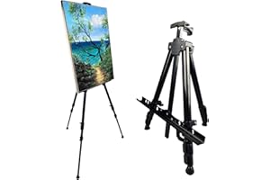 Art Painting Display Artist Easel Stand,Ns Jymb Portable Metal Adjustable Easels for Painting Canvases Height from 17 to 66 Inch - Carry Bag for Table-Top/Floor Displaying and Wedding Signs - Black
