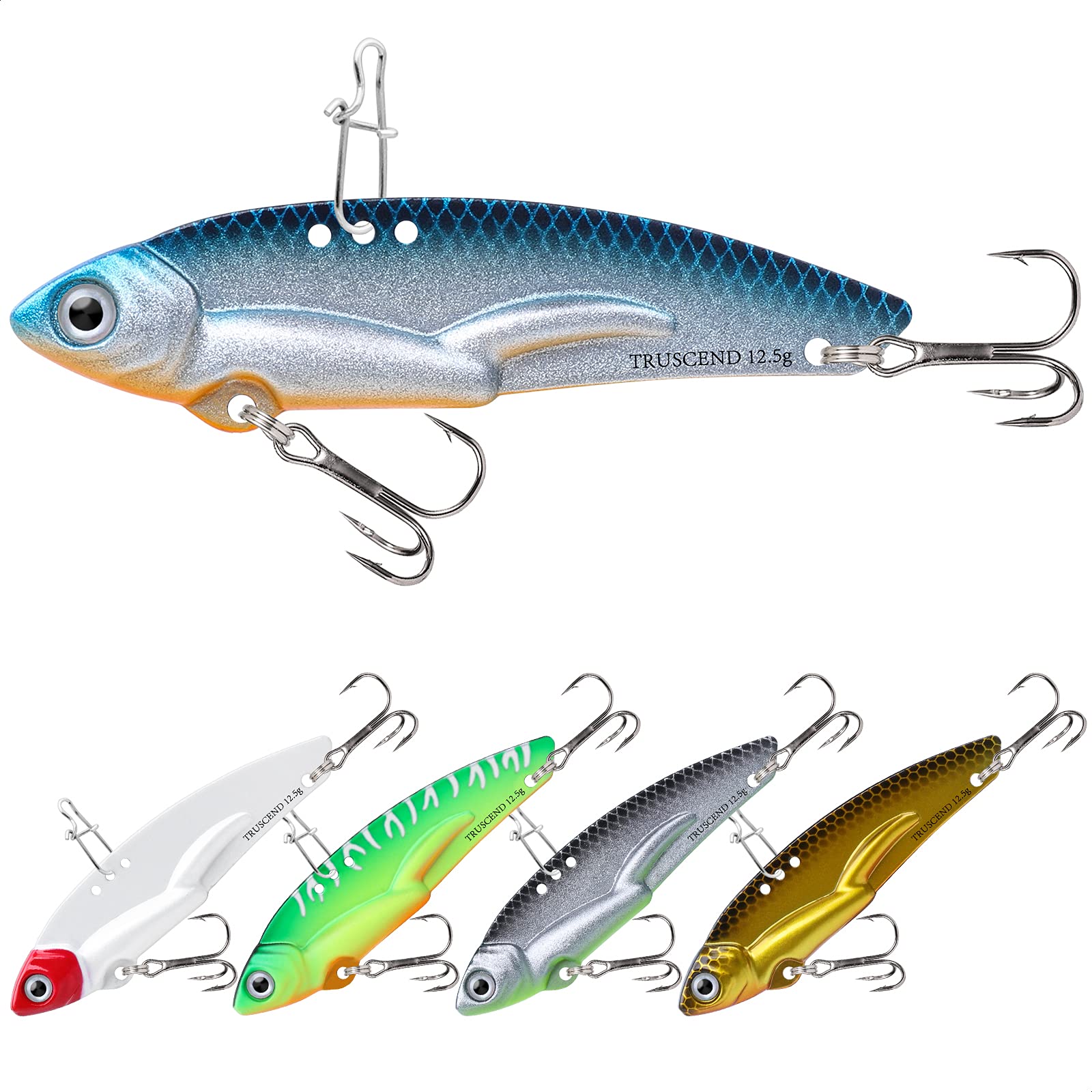 TRUSCEND Valuable Fishing Jigs of Captain's Favorite, Shiny Saltwater Spoons Perfect for Jigging, Slow Pitch Jig Catch More Fish,Durable and Well-Made Bass Fishing Lures with Sharp Hook C2-2.4in-0.4oz