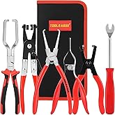 TOOLEAGUE Fuel Line Pliers Set 6Pcs, Hose Remover, 9" Fuel Filter Caliper, Hose Pipe Clamp Clip, Flat Hose Clamp Plier, 30 Degree Disconnect Pliers Set for Auto Maintenance with Storage Case