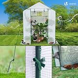 VOUNOT Walk In Greenhouse with Shelves 143x143x195cm White view 7