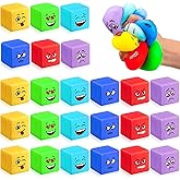 Meooeck 24 Pcs Slow Rising Stress Cube Square Fidget Ice Cube Stress Balls for Adults Dough Fidget Balls Squeeze Soft Toys for Anxiety Relief Classroom Prize Christmas Stocking Stuffer Gift