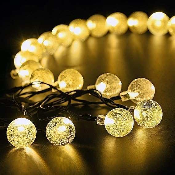 Marsboy LED-Lichterkette, solarbetrieben, für den Außenbereich, 7 m, 30 warmweiße LEDs, zur Dekoration von Weihnachten, Garte