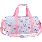 Gym Travel Duffle Bag for Girls - Gymnastics Sports Dance Bag with Shoe Compartment & Wet Pocket Panda Kids Travel Bag Teens Weekender Sleepover Carry On Bag