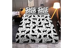 SOULZZZ Cat Paw Print Quilt King, Cute Cat Coverlet for Cat Lovers, 1 Coverlet and 2 Pillowcases All Season Use for Teen Girls Boys Women Adult