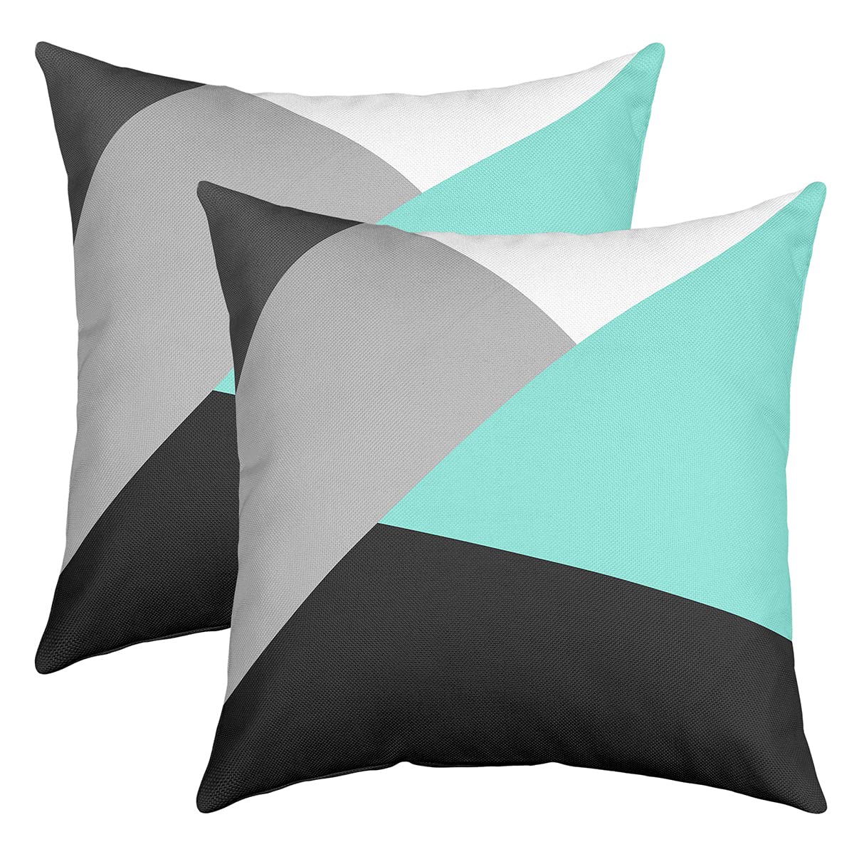 Loussiesd Set of 2 Strip Lines Throw Pillow Covers Geometric Grey Green Black Cushion Case for Home Living Room Decor Reversible Abstract Art Decorative Throw Cushion Case 20x20 Inch