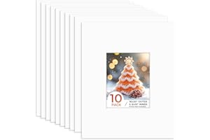 Frametory, 16x20 Photo Mat with White Core Bevel Edge 7.5x9.5 Openings, Acid Free Framing Matte for 8x10 Pictures, 4-ply Thick White Paper Mats Pack of 10