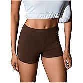 MakeMeChic Women's Workout Biker Shorts Elastic High Waisted Spandex Skinny Yoga Sporty Shorts