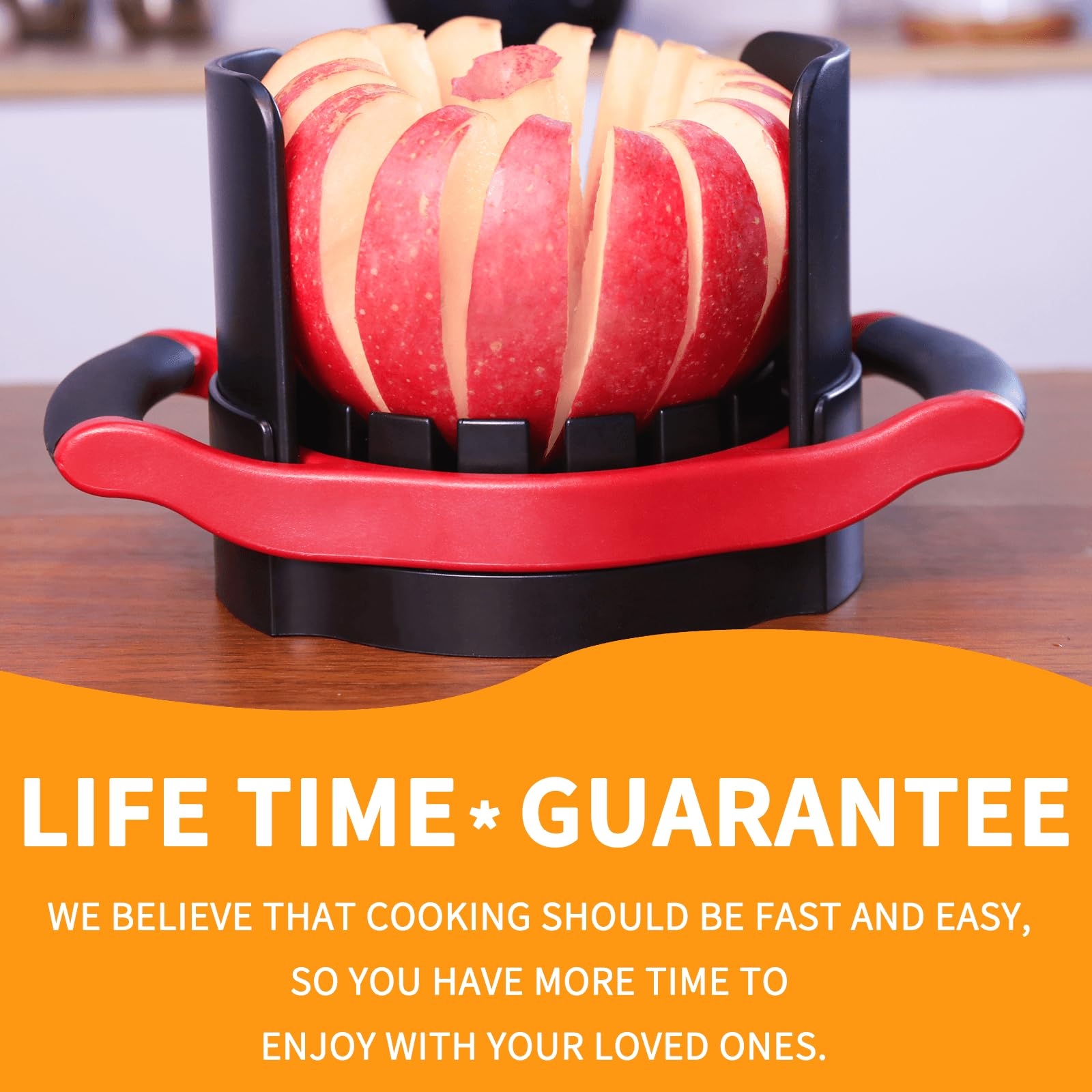 [Upgraded] Newness 5.12 Inch Large Apple Slicer, Cut 16 Thin Slices All the Way Through, HEAVY - DUTY Stainless Steel Apple Corer & Slicer for Fruits & Vegetables - Dishwasher Safe