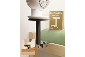 SMALLISH FanShelfie Adjustable Fan Holder for Dorm Room, Bunk & Lofted Bed, College Essentials for Boys & Girls, Patented Height & Distance Design, Compatible with Popular Dorm Fans, 2 Height Options (Black)