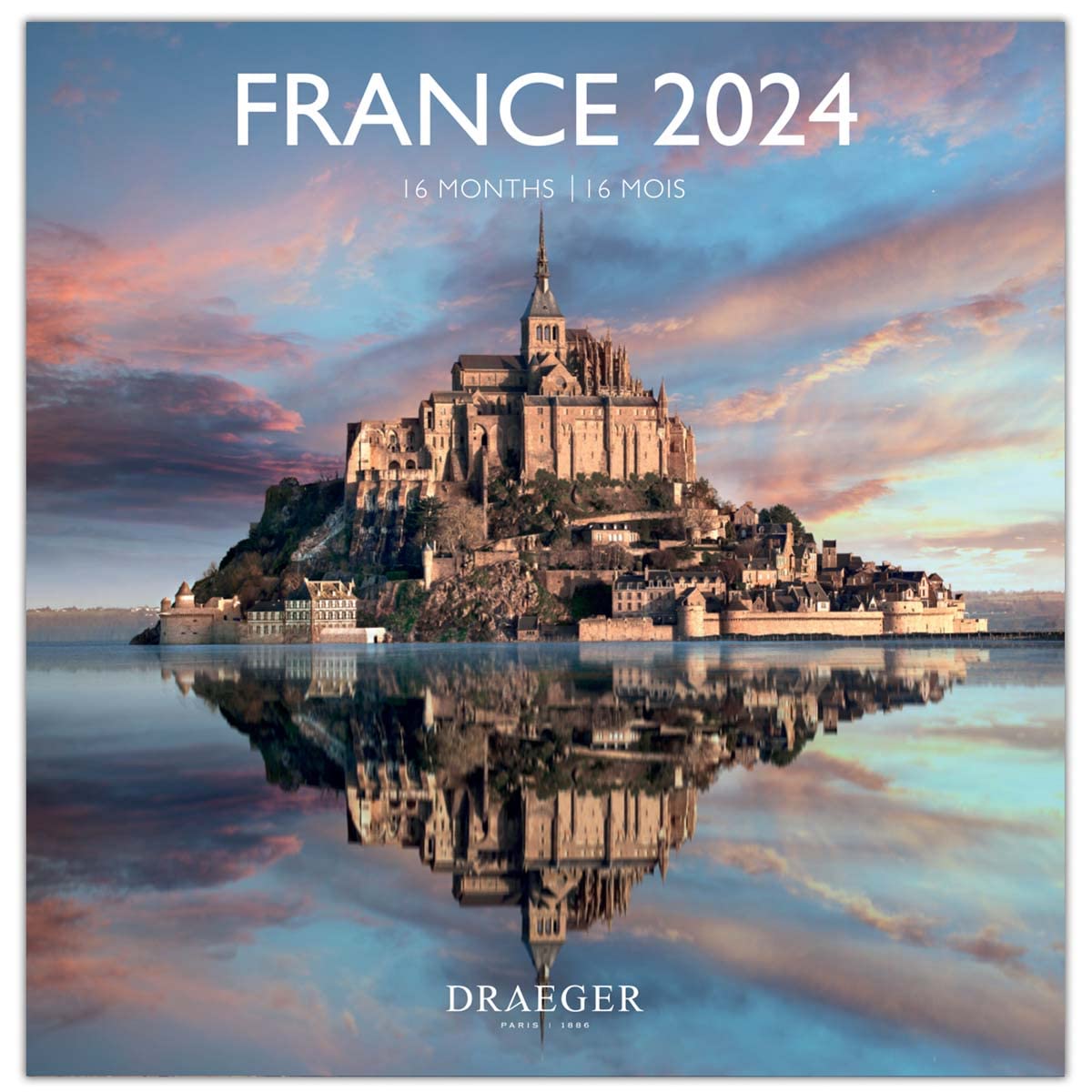 DRAEGER PARIS | Large Wall Calendar France 2024 Hanging 29 x 29 cm | 16 Months Sept-23 to Dec 24 | 7 Languages | Office Calendar, Home, Monthly | Decoration, Organization | FSC® Certified Paper