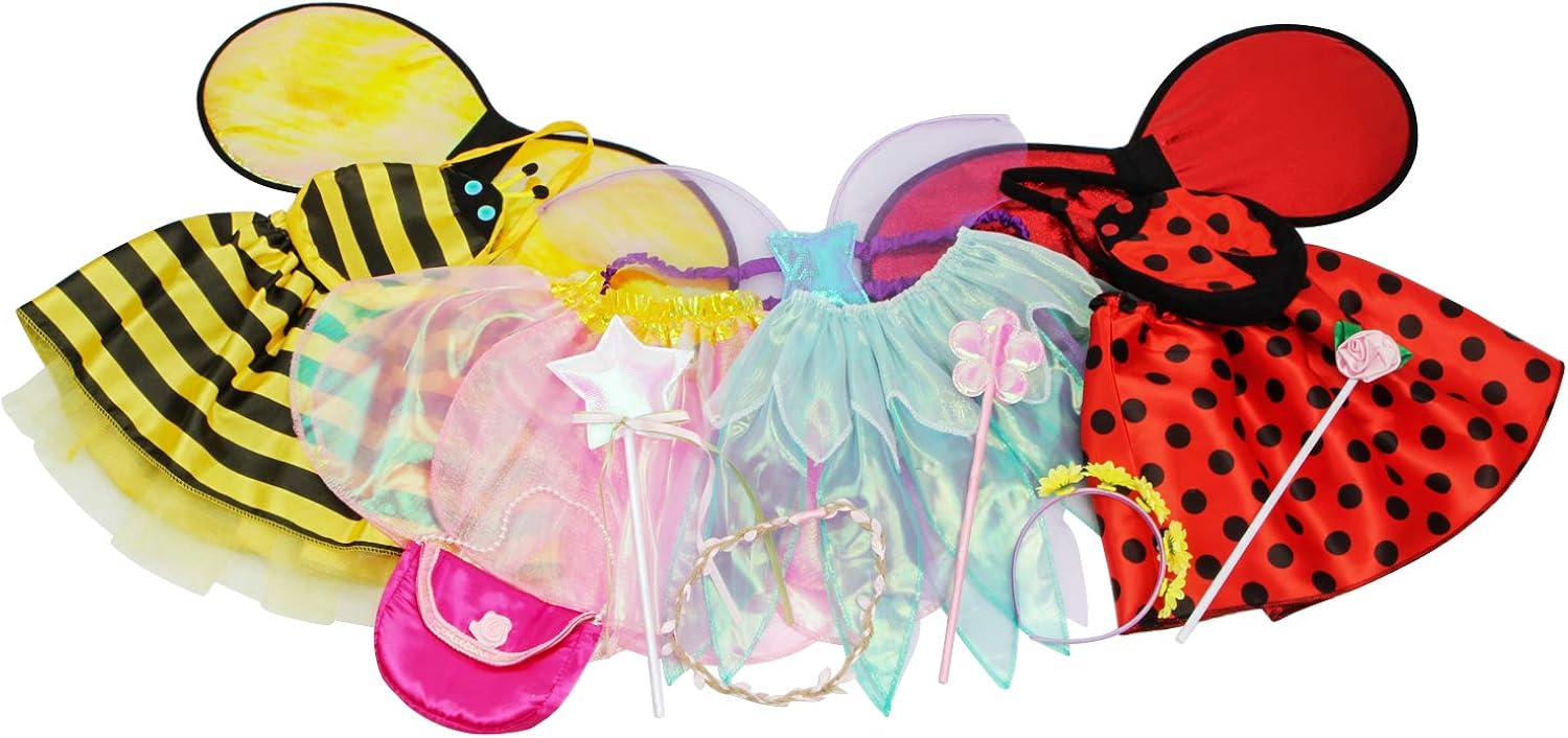 fedio Girls Princess Dress up Trunk Ladybug, Bee, Fairy Costume for Little Girls Toddlers Age 3-7: Clothing
