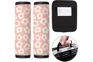 TPOAEL 2 Pack Luggage Handle Wrap Travel Tags - Set of Luggage Tags for Suitcases, Identifiers, Marker, and Handle Covers - Cruise Accessories and Travel Gifts（Pink Groovy Flower