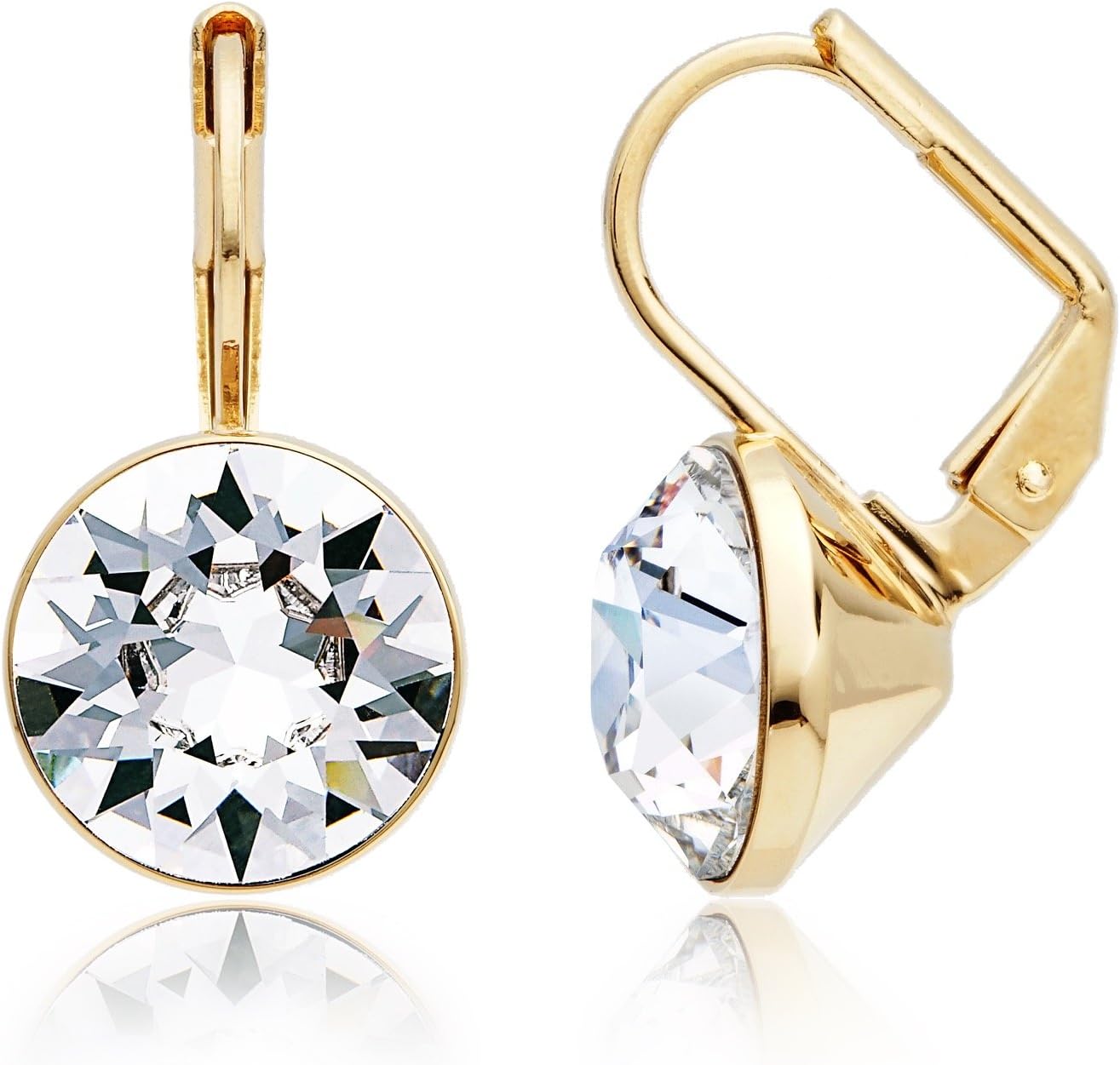 MYJS Bella 16k Gold Plated Mini Drop Earrings with Clear Swarovski Crystals