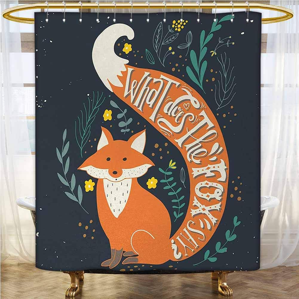 Vintage Long Shower Curtain 48x72 INCH What Does The Fox Say Quote Hipster Animals Know Better Habitat Creature Illustration Shower Stall Curtain Multi