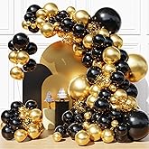 Black and Gold Balloons Garland Arch Kit, Black Gold Balloons for Class 2026 Graduation Class Decorations, Birthday, Retirement, Anniversary, New Year Party Decorations