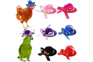 TOHONGADON 6 Pieces Chicken Hats for Hens Mini Hat Chicken Helmet with Adjustable Elastic Chin Strap Feather Top Hat Funny Small Hat Chicken Accessories(Style-1)