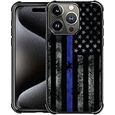DJSOK Compatible with iPhone 16 Pro Max Case，Design Pattern Back Bumper Anti Scratch Reinforced Corners Soft TPU Caver,Cases for Men Women-American Police Flag