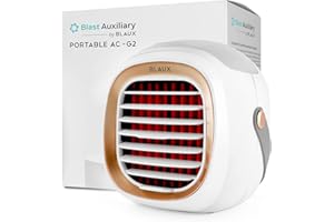 BLAUX Evaporative Air Cooler G2 - Blast Auxiliary Personal Cooler | 2000 mAh USB Battery Powered Portable Swamp Cooler | Mini Portable Cooling Fan For Home | Ultra-Quiet Battery Powered Cooler White