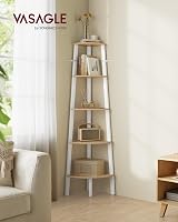 VASAGLE 5-Tier Corner Shelf Unit Natural Oak White LLS35Y01 view 2