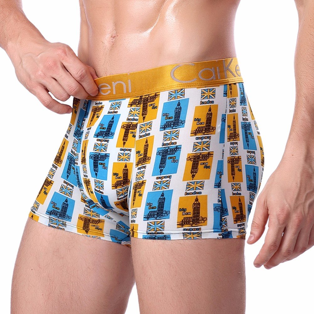 CAIKENI Men Underwear Comfort Soft Boxer Short Yellow XL