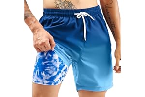 Ginsiom Men's Swim Trunks with Compression Liner Quick Dry Swim Board Shorts