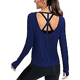 ICTIVE Womens Long Sleeve Shirt Workout Running Athletic Yoga Gym Hiking Activewear Muscle Tops with Thumb Hole