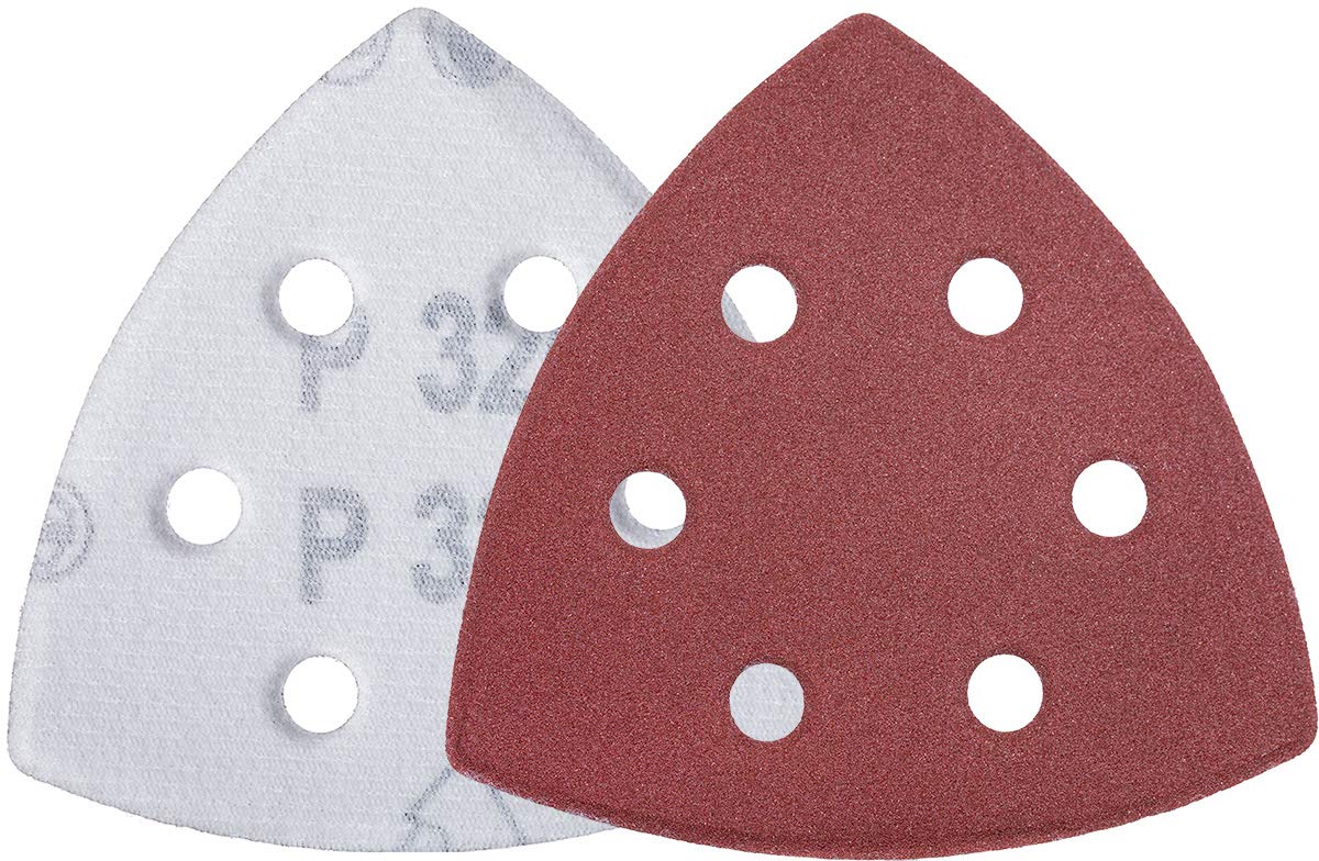 YoiYee 320 Grit Delta Sanding Sheet, Hook and Loop Triangle Sandpaper Pad, Sand Paper Disk, 6 Holes, 93 x 93 x 93mm, 20 Pack — image 1