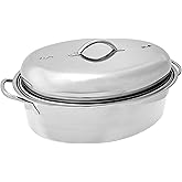 Fox Run 10-Quart Stainless Steel Oval Roaster Set, Pot, Lid, and Roasting Rack