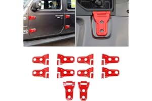 JECAR 10PCS Door Hinge Cover & Hood Hinge Cover Trim Exterior Accessories for 2018-2024 Jeep Wrangler JLU Gladiator JT 4-Door (Red)