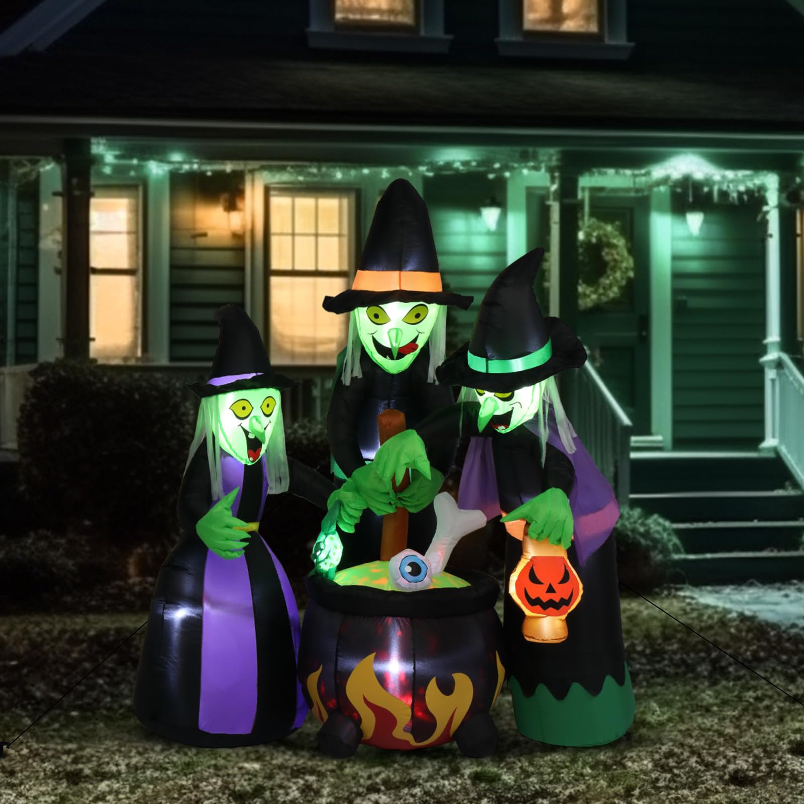 Photo 1 of VINGLI 6FT High Halloween Inflatables Outdoor Decorations, Blow Up Scary 3 Witches Halloween Yard Decorations, Built-in LED Lights Décor for Indoor Home Party Garden Lawn Store