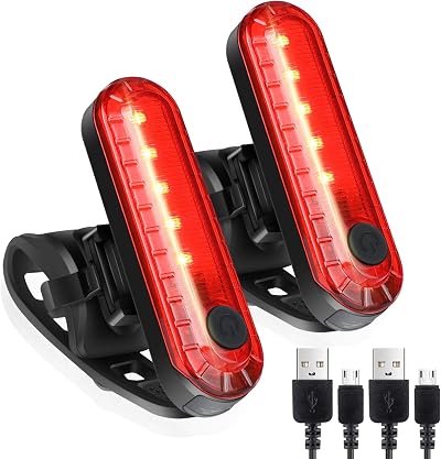 Defurhome LED Rear Bike Tail Light 2 Pack USB Rechargeable Waterproof 4 Modes
