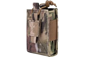 Dotacty Adjustable Radio Pouch MOLLE Radio Holder for Tactical Duty Belt Two Ways Radio Holster Walkie Talkies Case Rifle Mag Carrier 5.56mm 7.62mm Magazine Nylon Carry Bag for Police Security Rescue