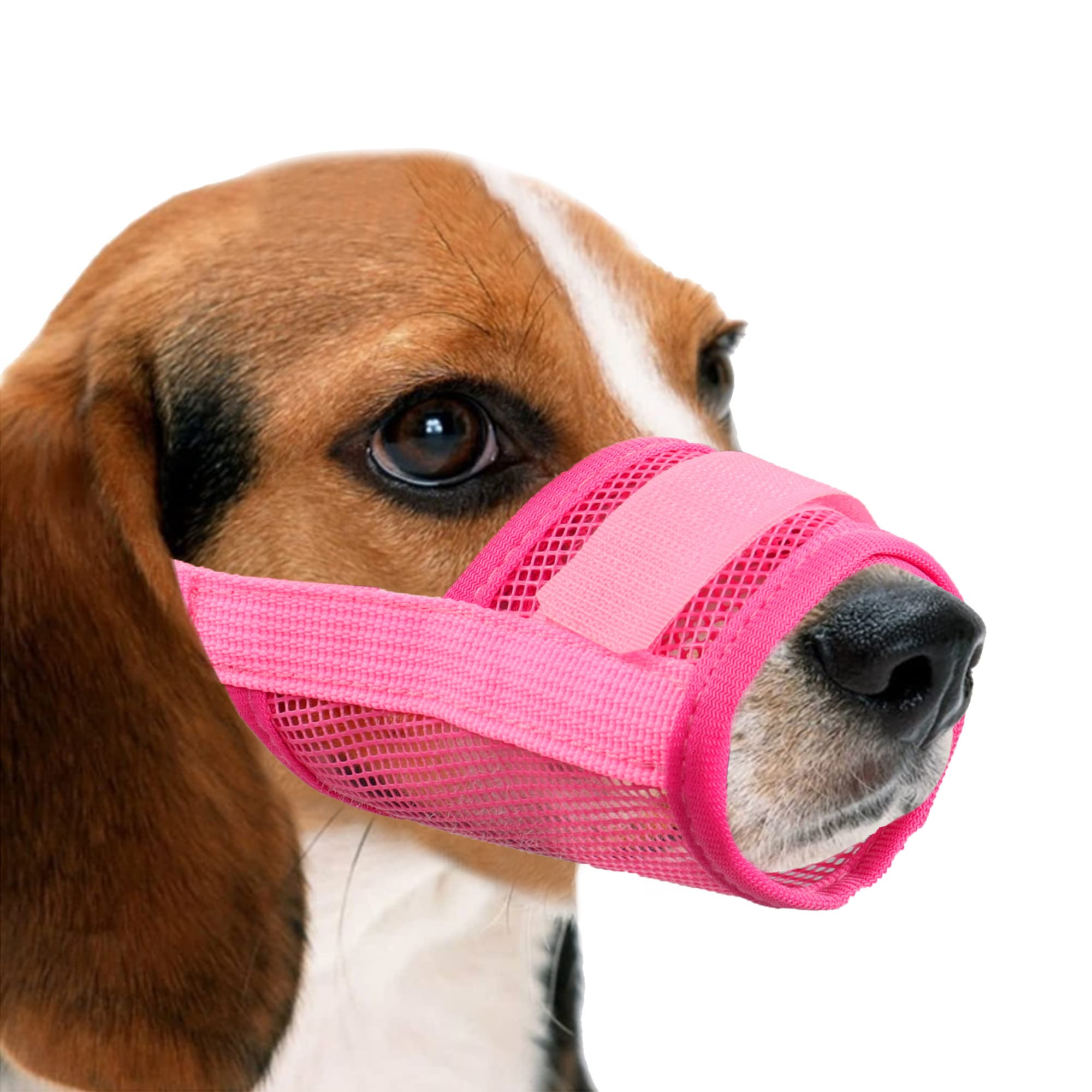YAODHAOD Nylon Mesh Breathable Dog Mouth Cover, Quick Fit Dog Muzzle with Adjustable Straps，Pet Mouth Cover, to Prevent Biting and Screaming to Prevent Accidental Eating (M, pink)