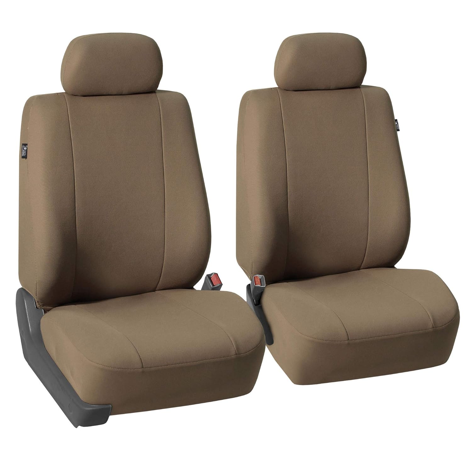 FH Group FB052102 Multifunctional Flat Cloth Bucket Front Car Seat Covers Taupe Color, (Airbag Compatible) w. FH1002 Non-Slip Dash Grip Pad- Fit Most Car, Truck, SUV, or Van