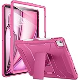 Soke Case for iPad Air 13-Inch M3 2025 & M2 2024,with Built-in Screen Protector and Kickstand, Rugged Full-Body Heavy Duty Protective Cover for Apple iPad Air 13 - Hot Pink